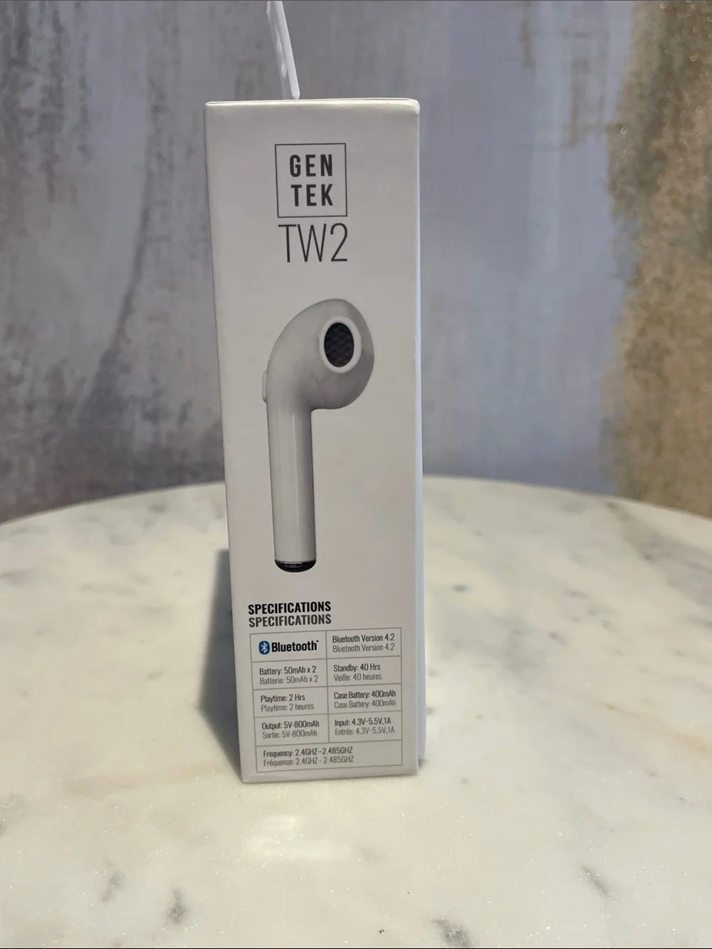 Gentek TW2 Wireless Bluetooth Earbuds - White with a battery 🔋 indicator